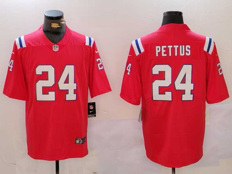 Mens New England Patriots #24 Dell Pettus Red Vapor Limited Stitched Jersey